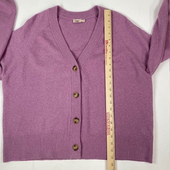 Faherty Womens Cardigan Sweater Size L Purple Knit V Neck Organic Cotton Blend‎ - Picture 4 of 7